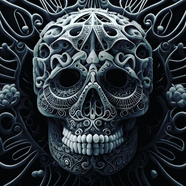 The Calavera is connected to creation by a complex weaving of threads.
.
.
.
.
#calavera #darkcomforts #midjourney #darkness #skull #skullart #death